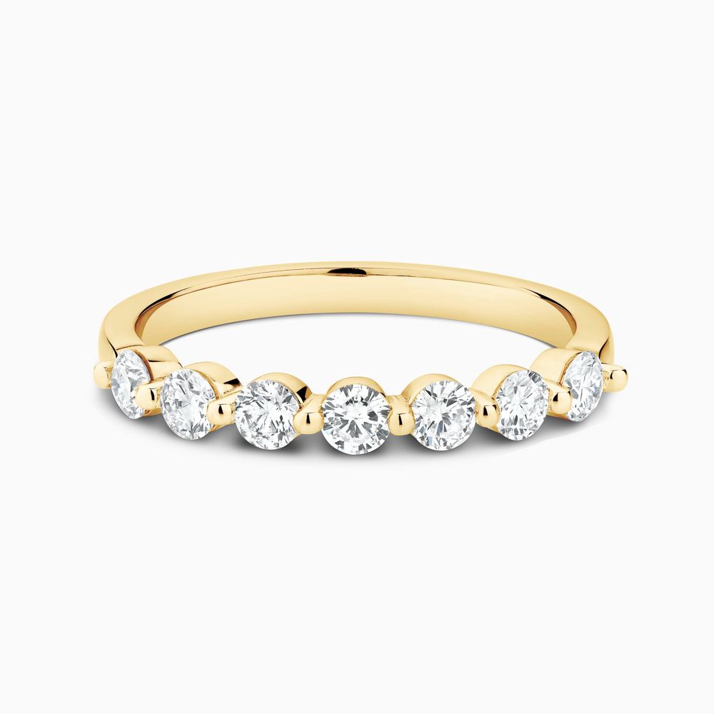 The Ecksand Seven Diamonds Wedding Ring shown with Lab-grown VS2+/ F+ in 18k Yellow Gold
