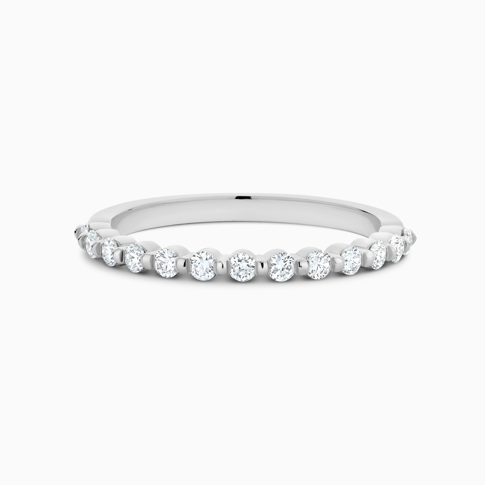 The Ecksand Shared-Prongs Diamond Pavé Ring shown with Natural VS2+/ F+ in Platinum