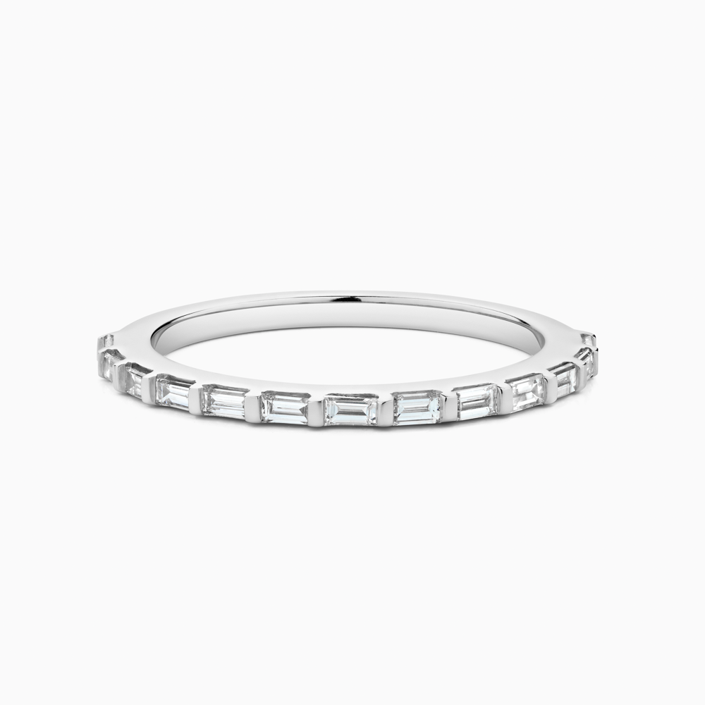 The Ecksand Semi-Eternity Baguette Diamond Wedding Ring shown with Natural VS2+/ F+ in Platinum
