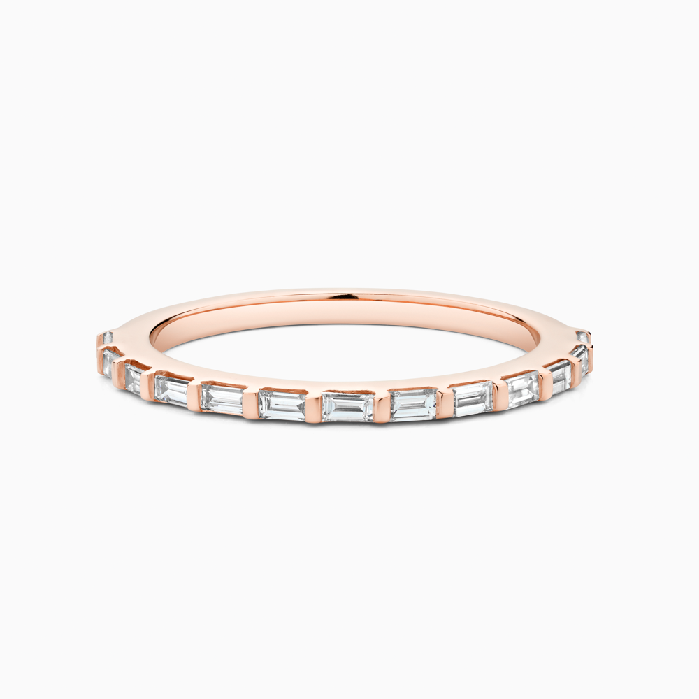 The Ecksand Semi-Eternity Baguette Diamond Wedding Ring shown with Lab-grown VS2+/ F+ in 14k Rose Gold