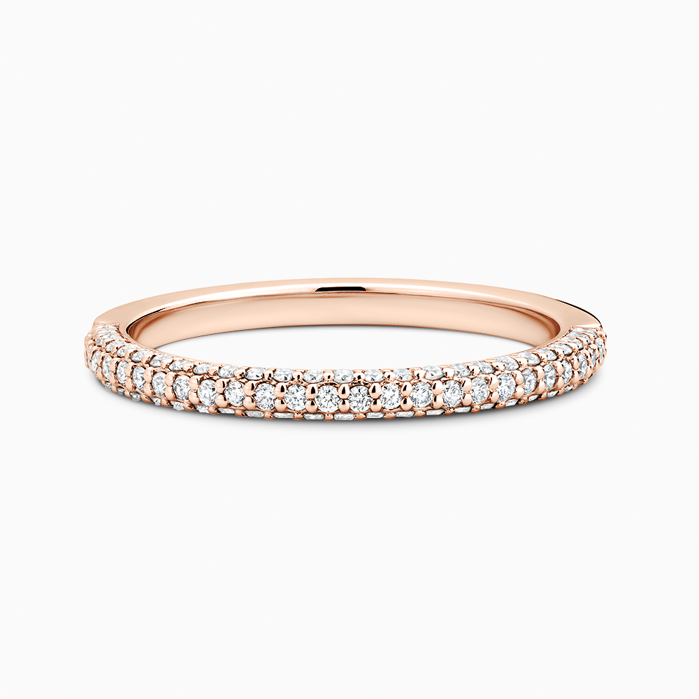 The Ecksand Diamond Pavé Wedding Ring shown with Natural VS2+/ F+ in 14k Rose Gold