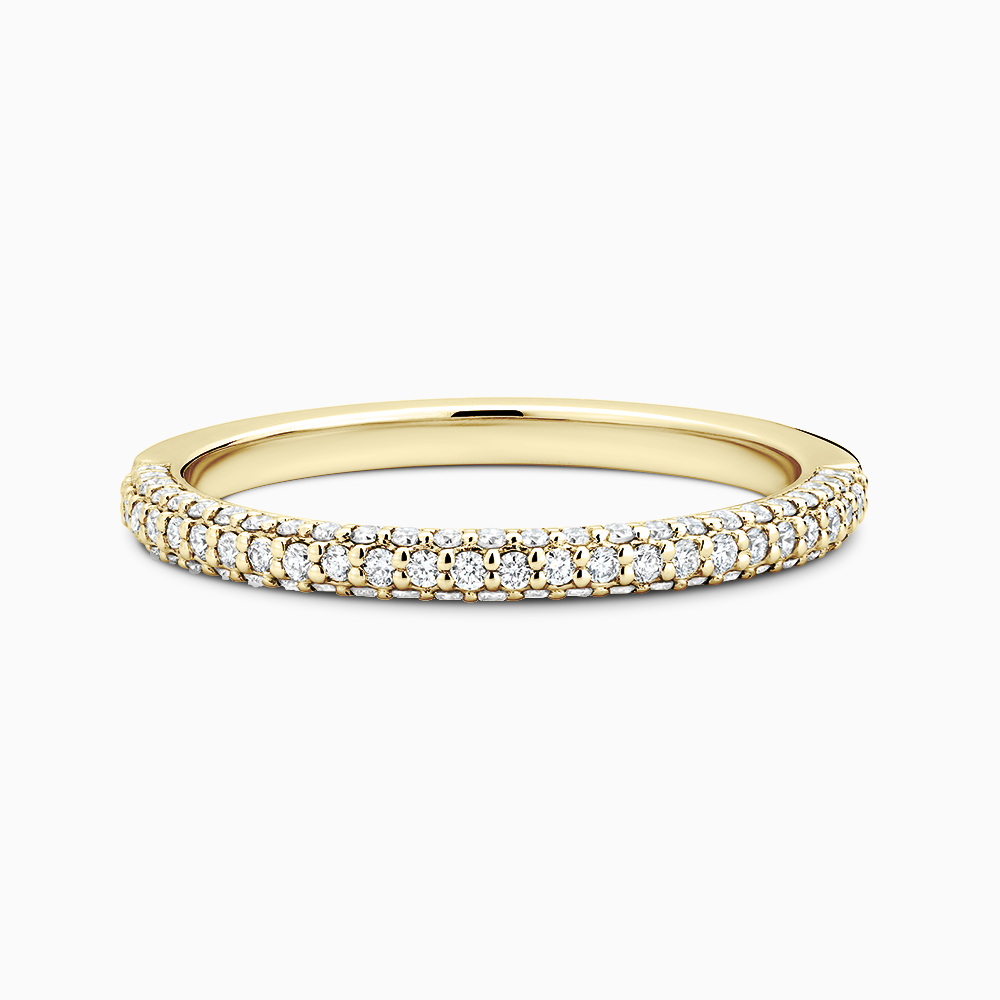 The Ecksand Diamond Pavé Wedding Ring shown with Natural VS2+/ F+ in 18k Yellow Gold