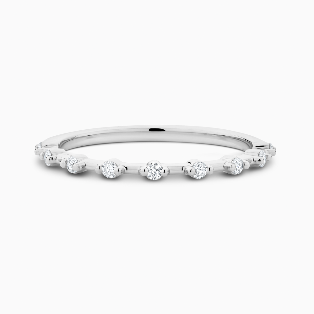 The Ecksand Shared-Prongs Diamond Wedding Ring shown with Natural VS2+/ F+ in Platinum