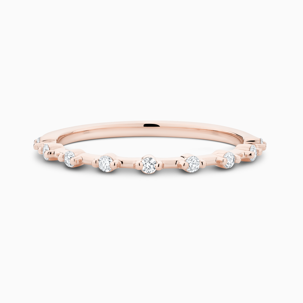 The Ecksand Shared-Prongs Diamond Wedding Ring shown with Natural VS2+/ F+ in 14k Rose Gold