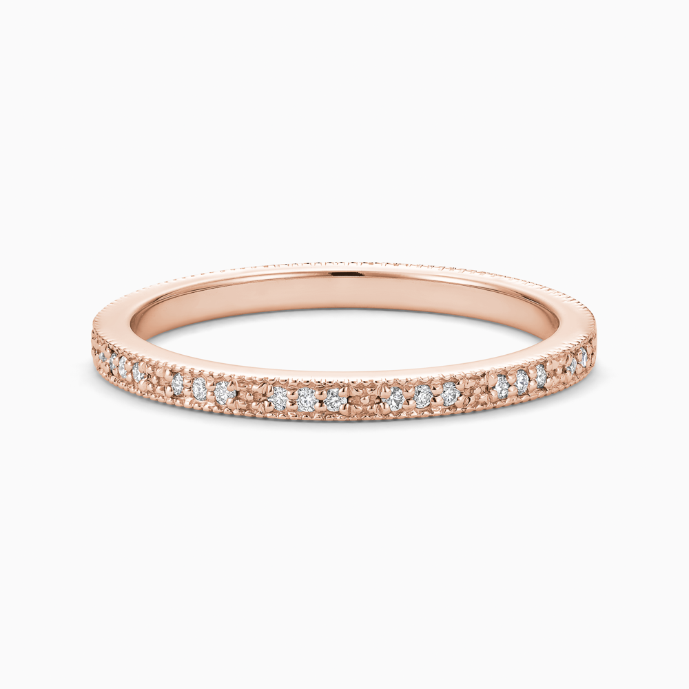 The Ecksand Diamond Pavé Eternity Wedding Ring with Milgrain Detailing shown with Natural VS2+/ F+ in 14k Rose Gold