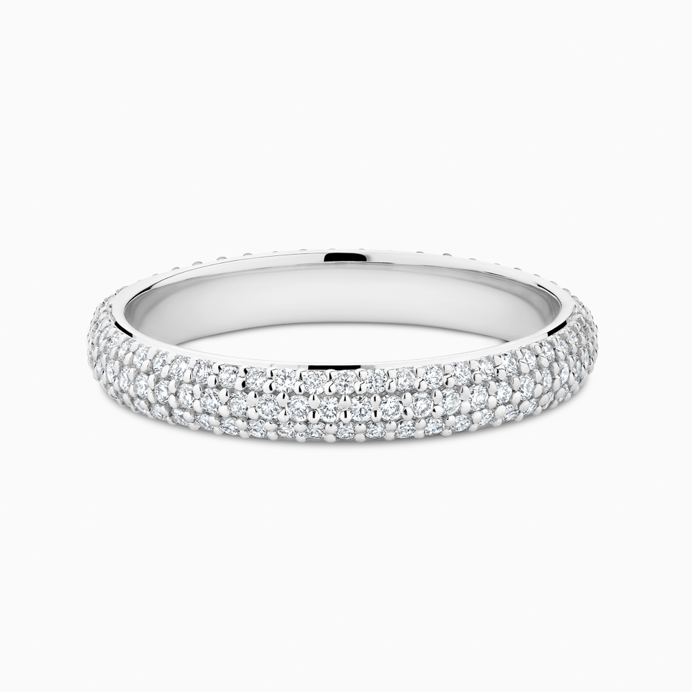 The Ecksand Diamond Eternity Wedding Ring with Micropavé shown with Natural VS2+/ F+ in Platinum