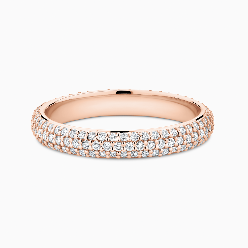 The Ecksand Diamond Eternity Wedding Ring with Micropavé shown with Lab-grown VS2+/ F+ in 14k Rose Gold