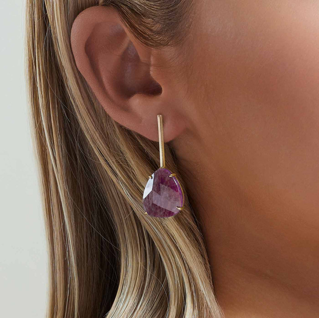 The Ecksand Rose-Cut Ruby Dangle Earrings shown with  in 