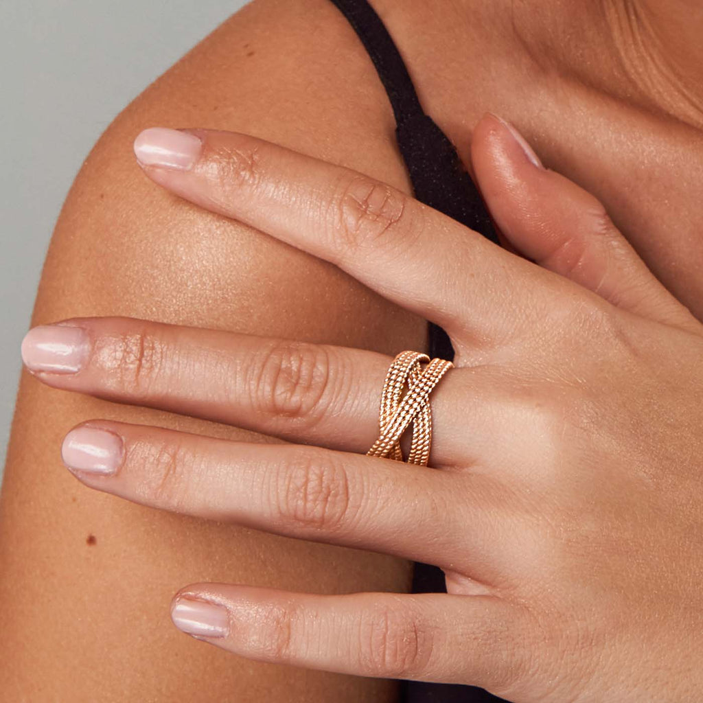 The Ecksand Twisted Gold Cuff Ring shown with  in 