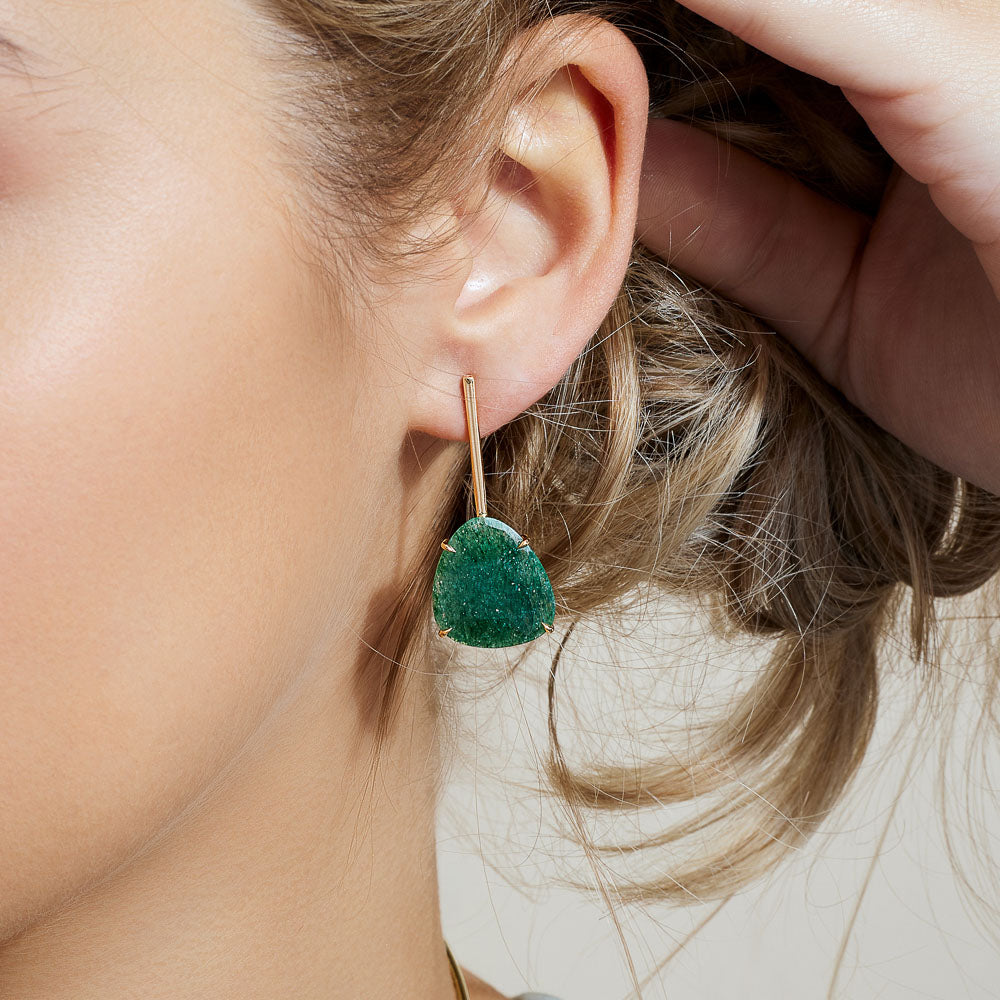 The Ecksand Rose-Cut Aventurine Dangle Earrings shown with  in 