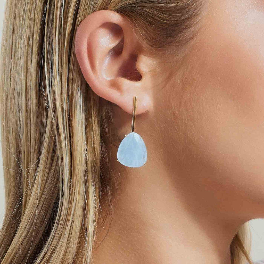 The Ecksand Rose-Cut Aquamarine Dangle Earrings shown with  in 