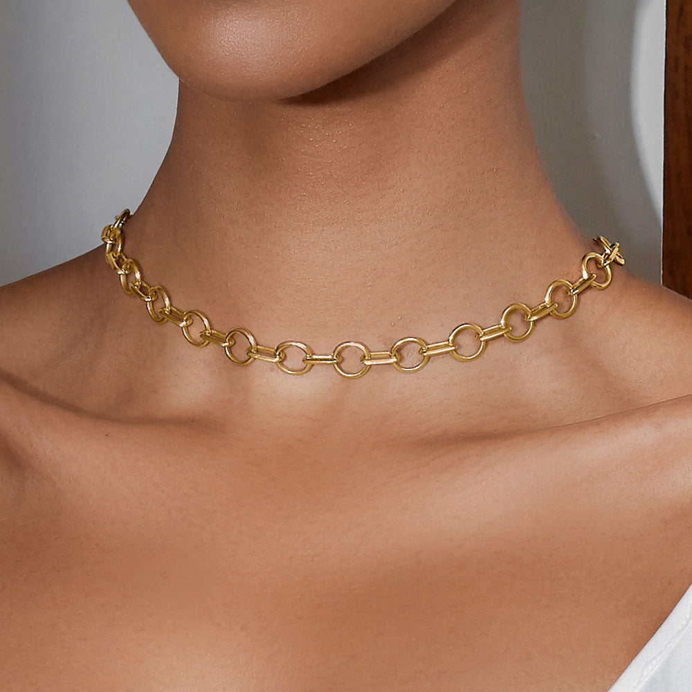 The Ecksand Iconic Duel Oversized Gold Chain Necklace shown with  in 