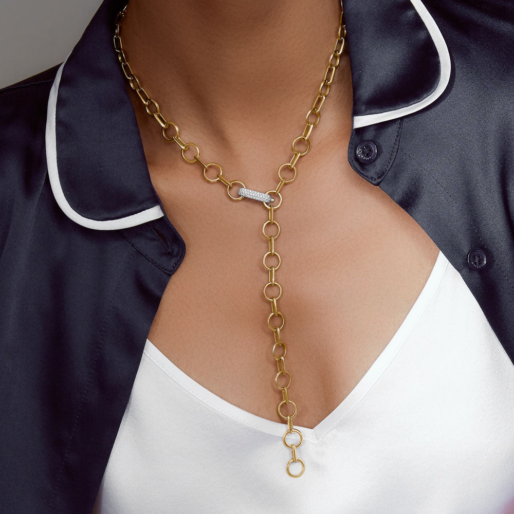The Ecksand Iconic Duel Oversized Diamond Chain Necklace shown with  in 