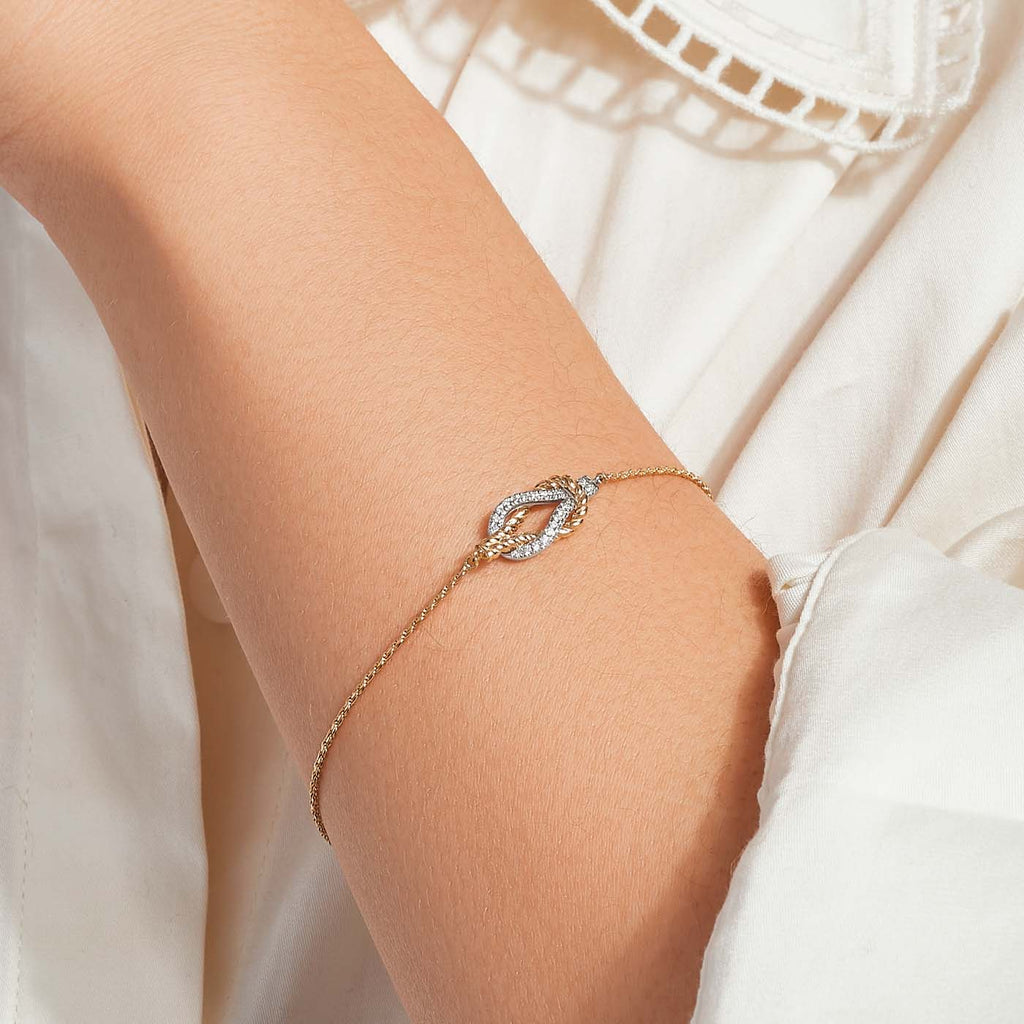 The Ecksand Twisted Gold Knot Bracelet with Diamond Pavé shown with  in 
