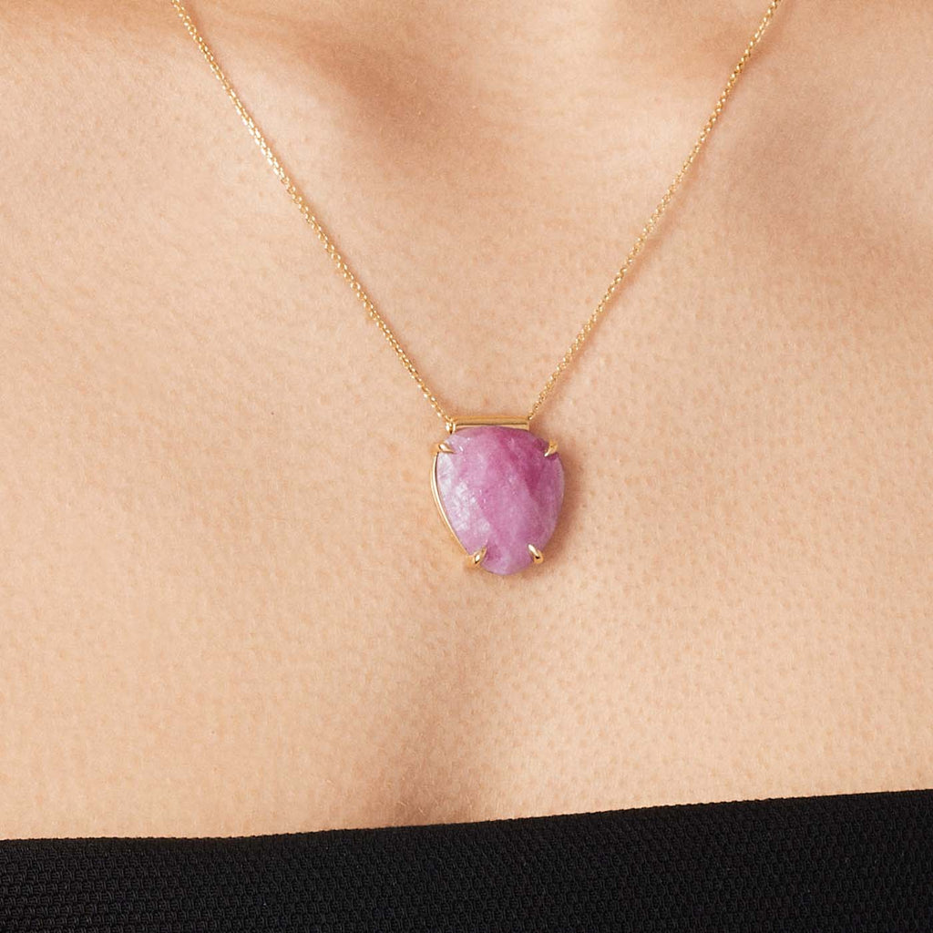 The Ecksand Rose-Cut Pink Sapphire Pendant Necklace shown with  in 
