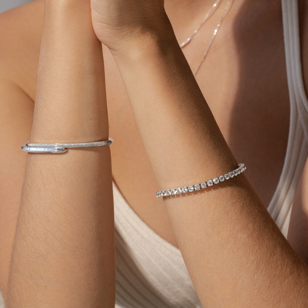 The Ecksand Diamond Pavé Duel Wrap Bangle shown with  in 