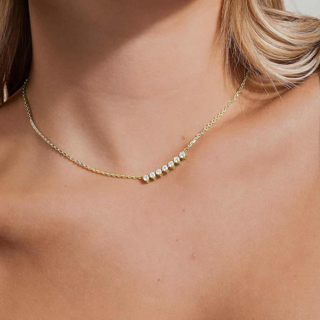 The Ecksand Seven-Diamond Bar Necklace shown with  in 