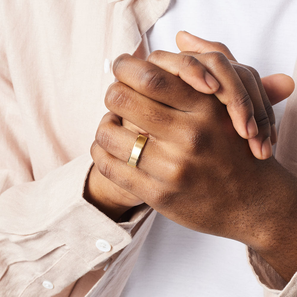 Thick Brushed Beveled Wedding Ring Ecksand - Main Image