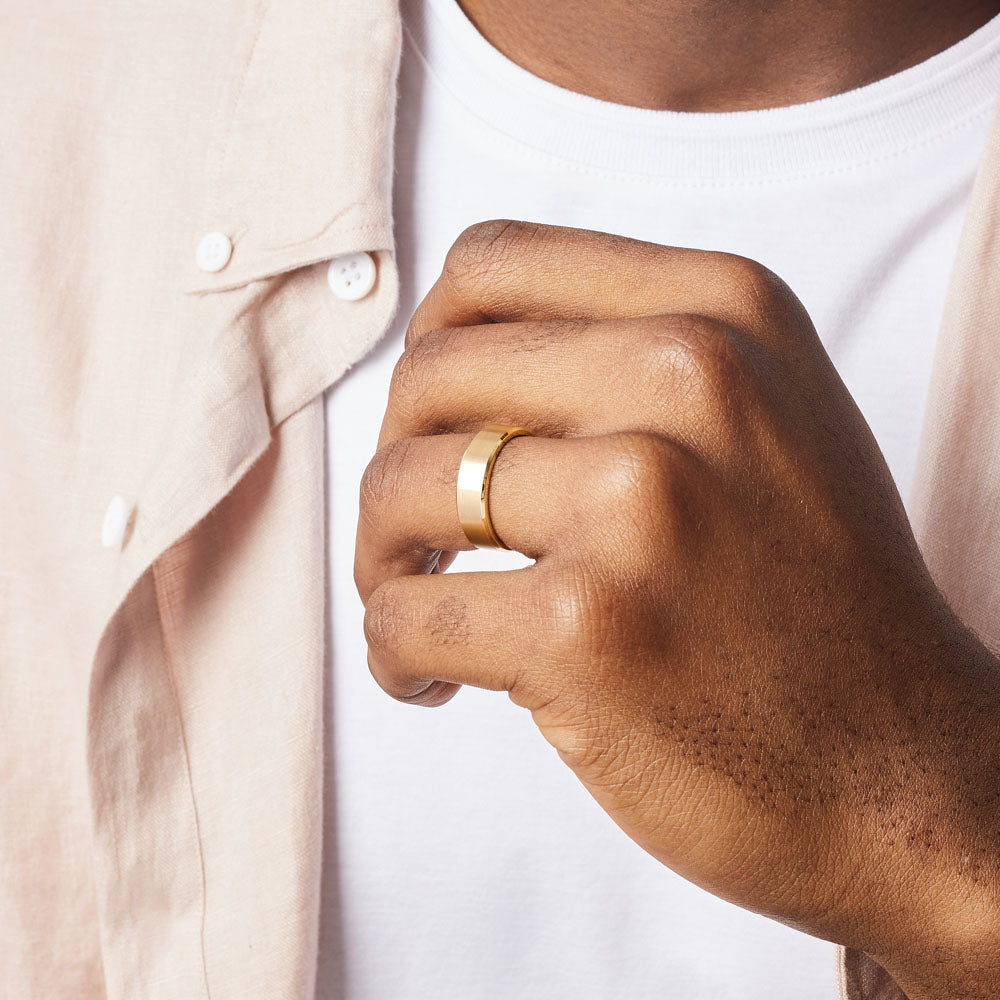 Thick Brushed Beveled Wedding Ring Ecksand