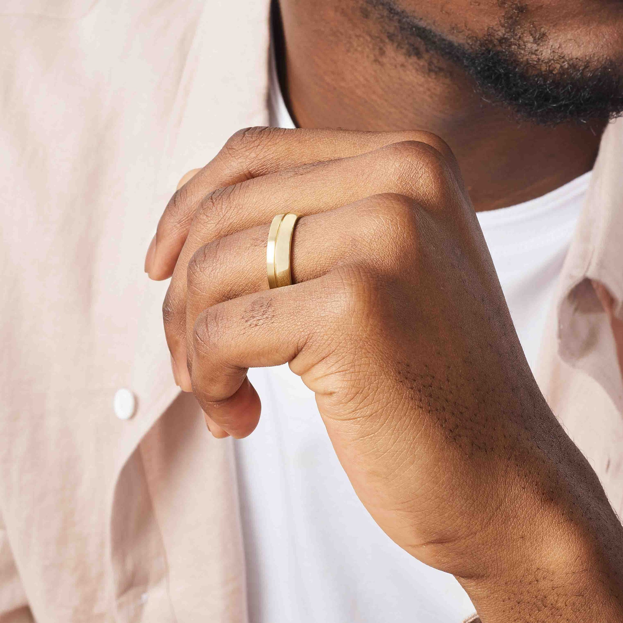 Duality Brushed Gold Wedding Band Ecksand