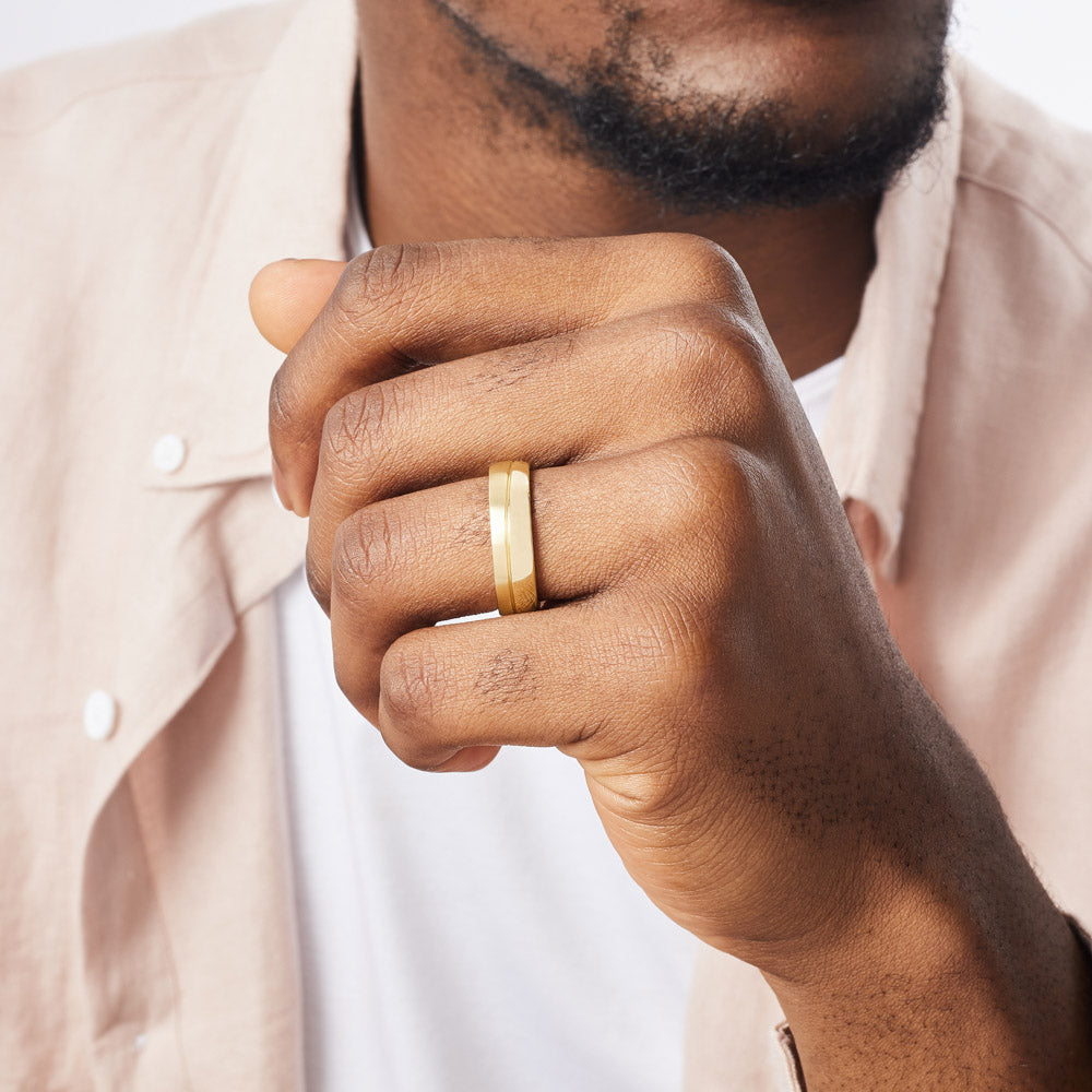 Duality Brushed Gold Wedding Band Ecksand - Main Image
