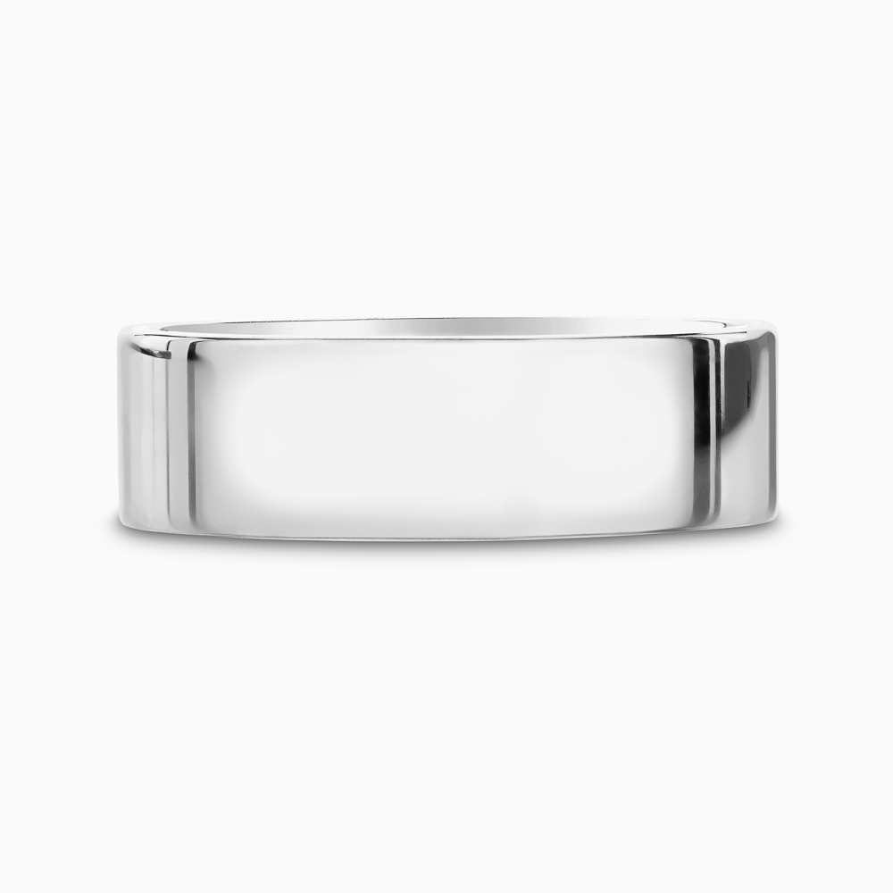 The Ecksand Thick Flat Mirror-Finish Wedding Ring shown with Band: 6mm in 18k White Gold