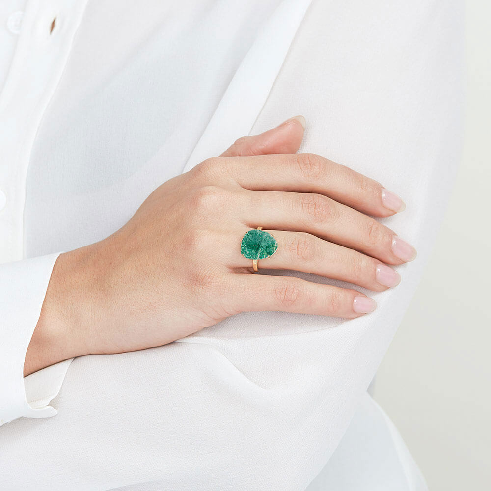The Ecksand Rose-Cut Aventurine Cocktail Ring shown with  in 