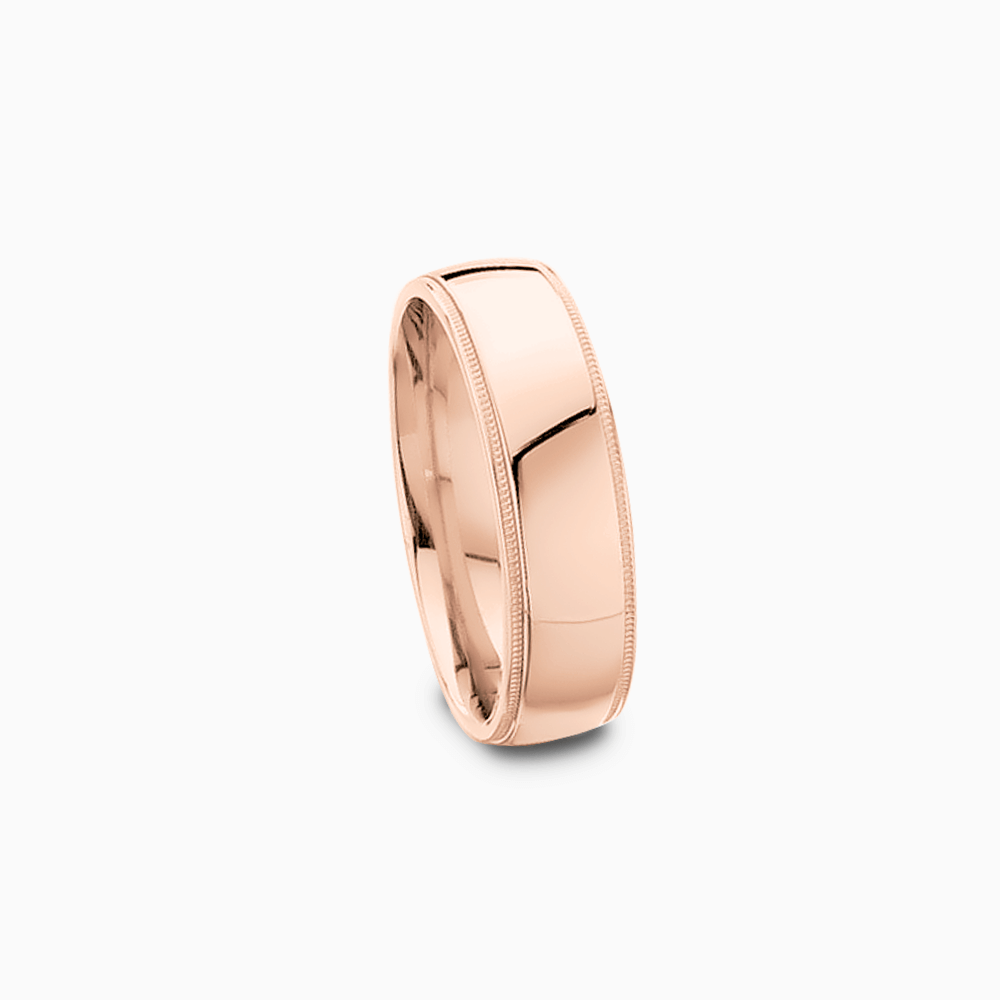 The Ecksand Thick Milgrain Edge Wedding Ring shown with Band: 5mm in 14k Rose Gold