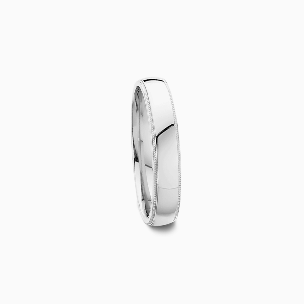 The Ecksand Milgrain Edge Wedding Ring shown with Band: 3mm in 18k White Gold
