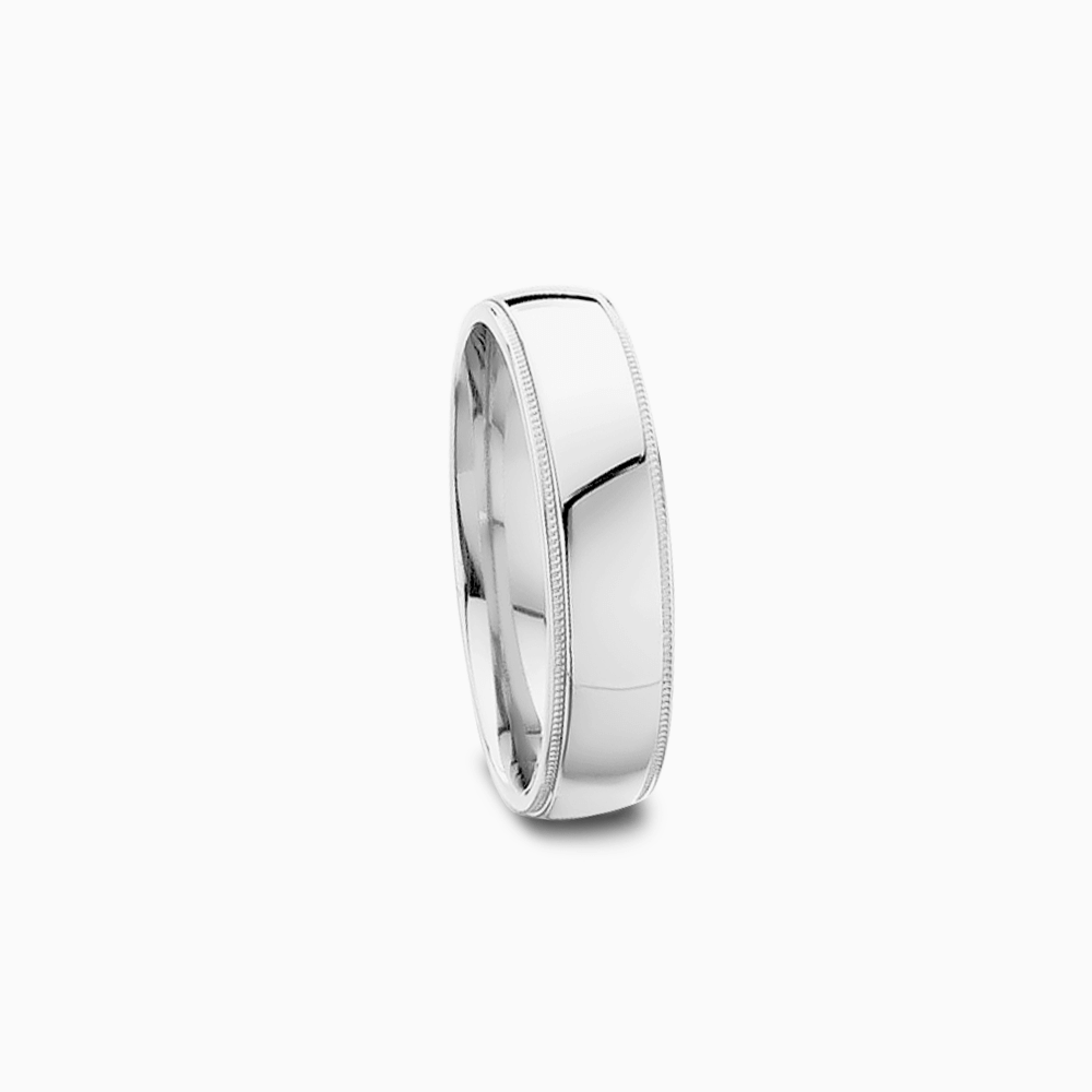 The Ecksand Milgrain Edge Wedding Ring shown with Band: 4mm in 18k White Gold