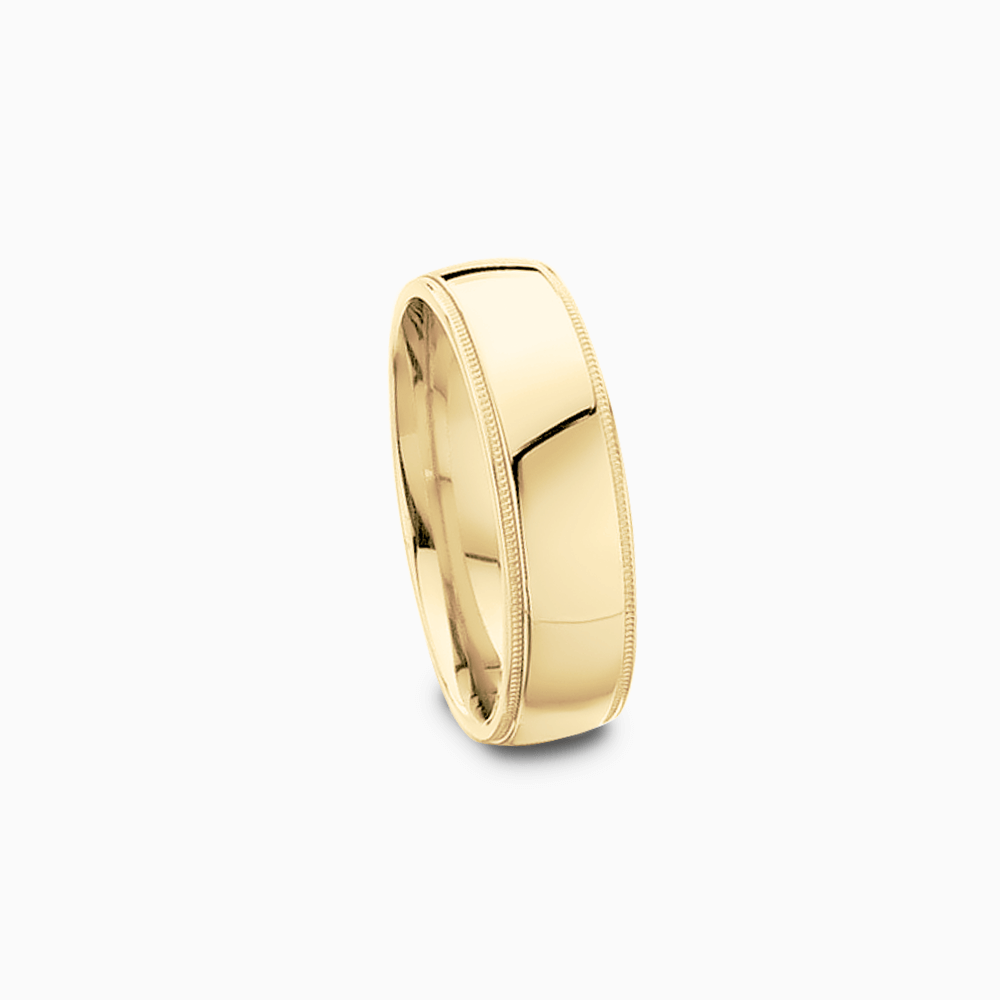 The Ecksand Thick Milgrain Edge Wedding Ring shown with Band: 5mm in 18k Yellow Gold
